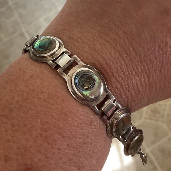 Sterling SILVER 925 ABALONE SHELL BRACELET NEW without tag - Picture 8 of 11